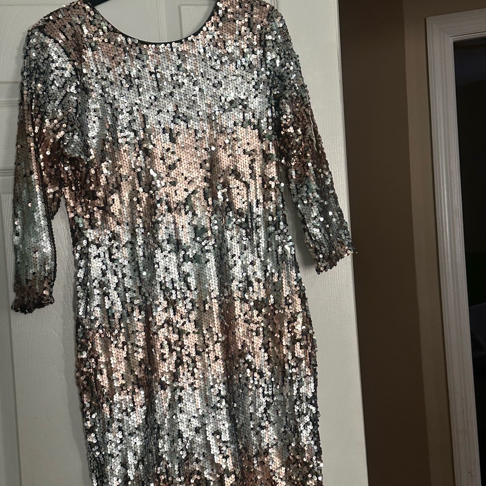 Little Mistress ombre sequin midi bodycon dress